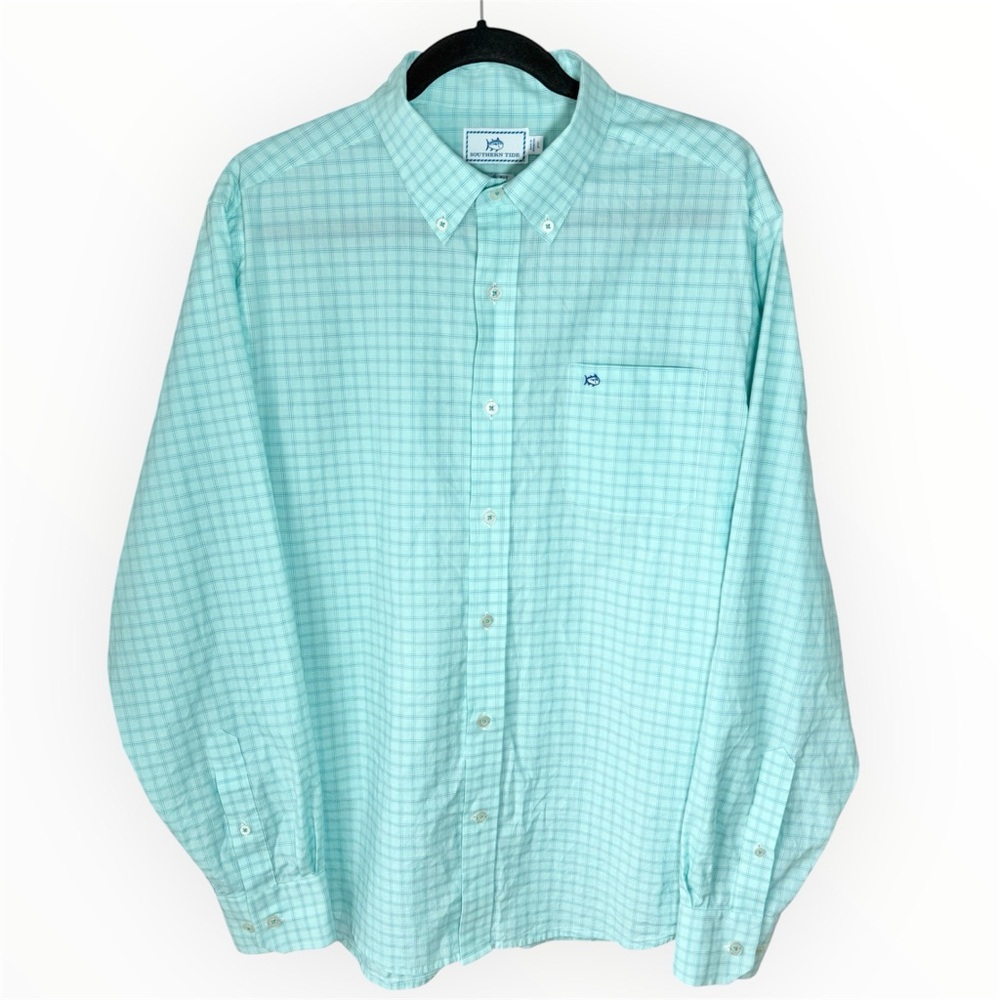 Southern Tide Trim Fit Button Down Shirt Men’s Large Long Sleeve Blue Plaid NWOT